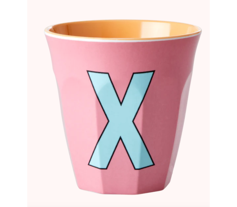 Rice beker melcu-alpxi Letter  X Zacht Roze