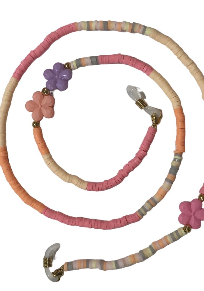 Brillenkoordje - Bloem - Roze/Oranje