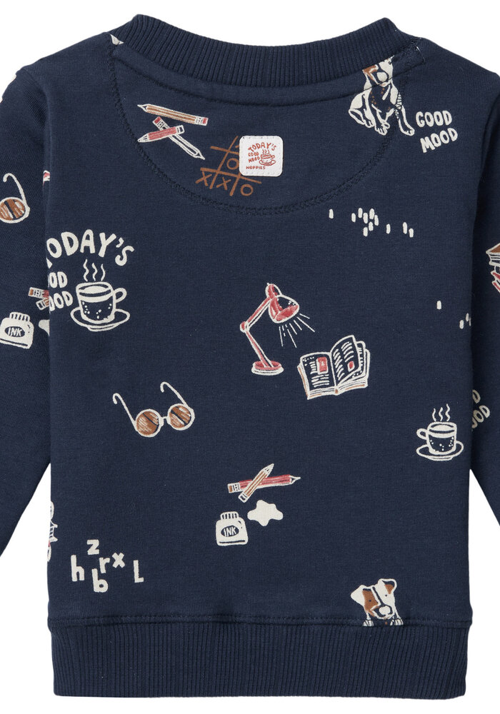 Noppies Boys sweater Troutman long sleeve allover print Black Iris