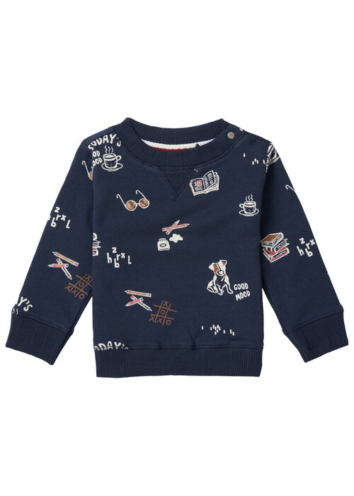 Noppies Noppies Boys sweater Troutman long sleeve allover print Black Iris