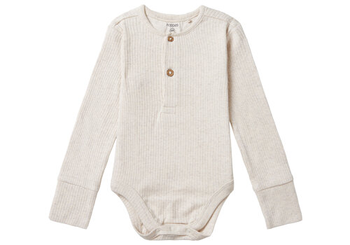 Noppies Noppies Unisex romper Torrington long sleeve Oatmeal