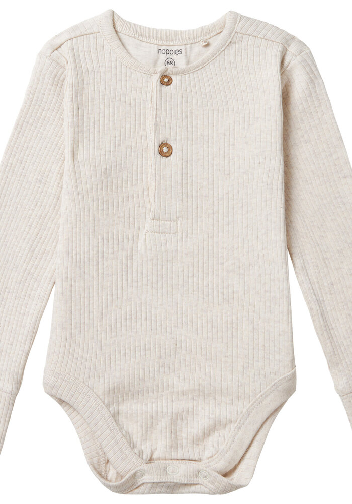 Noppies Unisex romper Torrington long sleeve Oatmeal