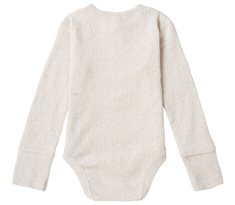 Noppies Unisex romper Torrington long sleeve Oatmeal