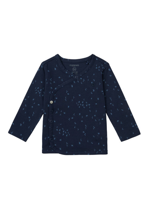 Noppies Noppies Unisex Tee wrap Nantes long sleeve all over print Black Iris