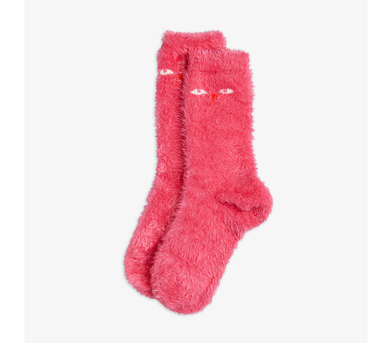 Mini Rodini Cat eyes fluffy 1-pack socks Pink