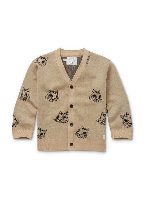 Sproet & Sprout Sproet & Sprout Cardigan intarsia Squirrel print Nougat
