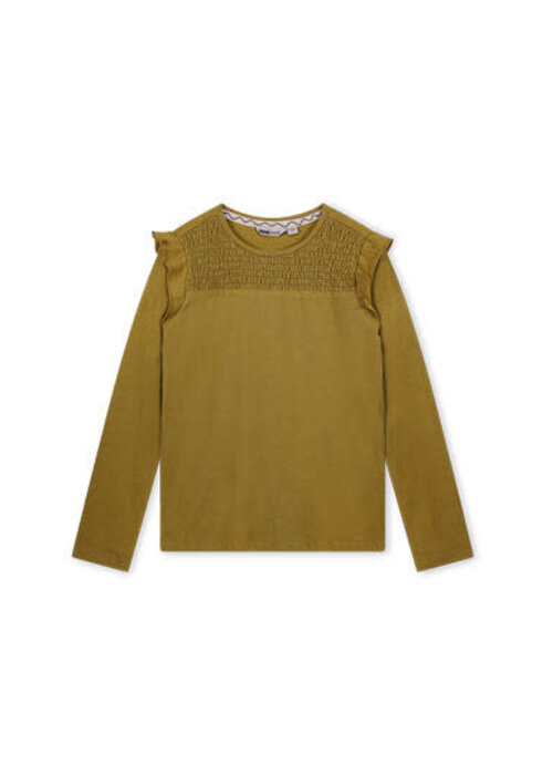 Moodstreet Moodstreet Girls ruffle smock longsleeve Moss