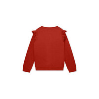 Moodstreet Girls ruffle chest print sweater Redwood