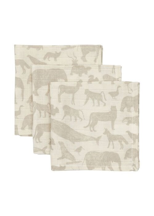 Jollein Jollein Hydrofiel monddoekjes Animals nougat (3pack)