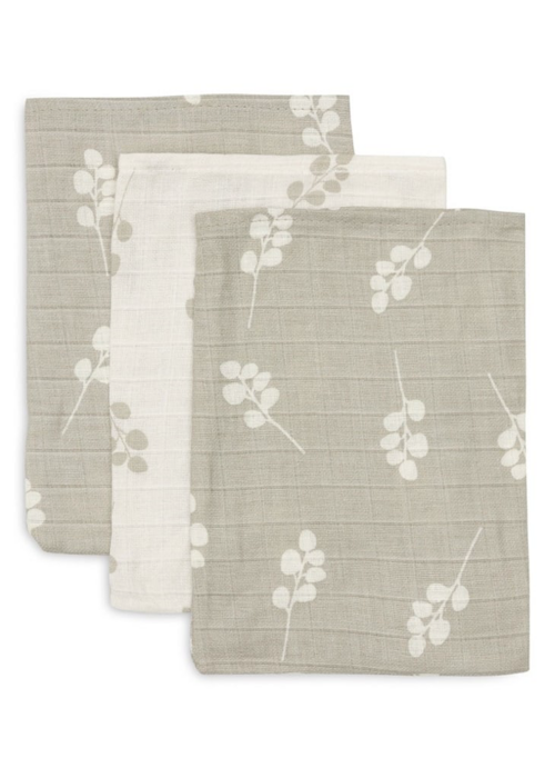 Jollein Jollein Washandje Hydrofiel Twig Olive green (3 pack)