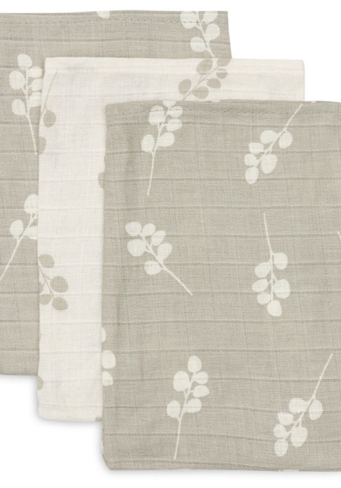 Jollein Washandje Hydrofiel Twig Olive green (3 pack)