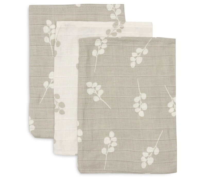 Jollein Washandje Hydrofiel Twig Olive green (3 pack)