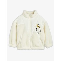 Mini Rodini Penguin pile zip cardigan White