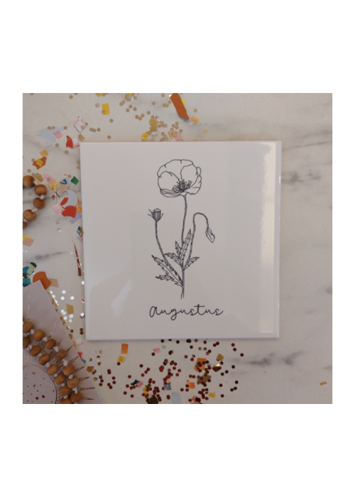 Holy Cow Geboortebloem tegel Augustus