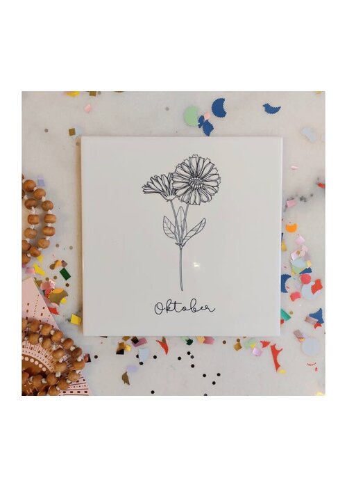 Holy Cow Geboortebloem tegel Oktober