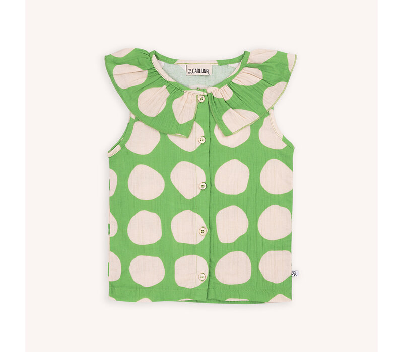 CarlijnQ Super dots - big collar blouse with print