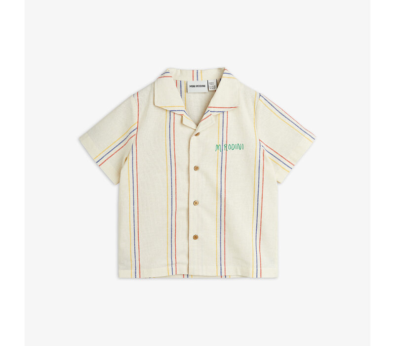 Mini Rodini Stripe y/d woven ss shirt Offwhite