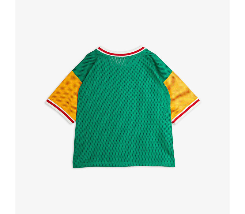 Mini Rodini Basket mesh sp ss tee Green