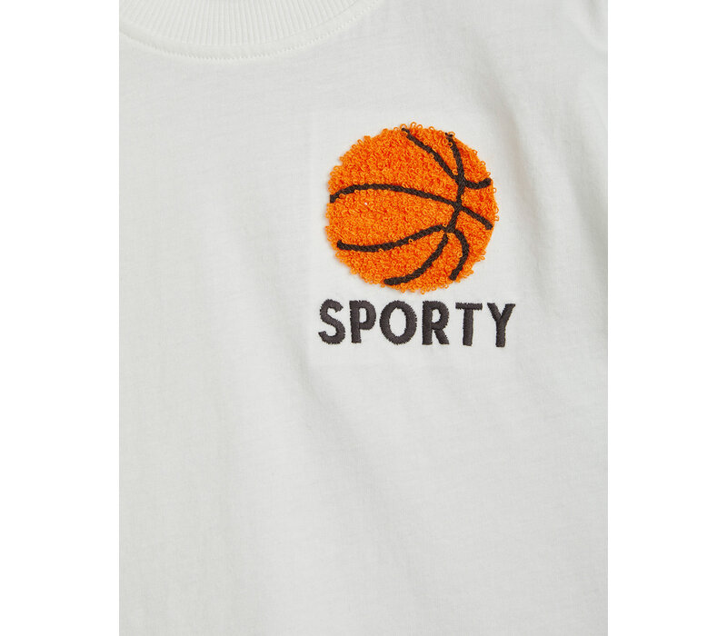 Mini Rodini Basketball chenille emb ss tee White