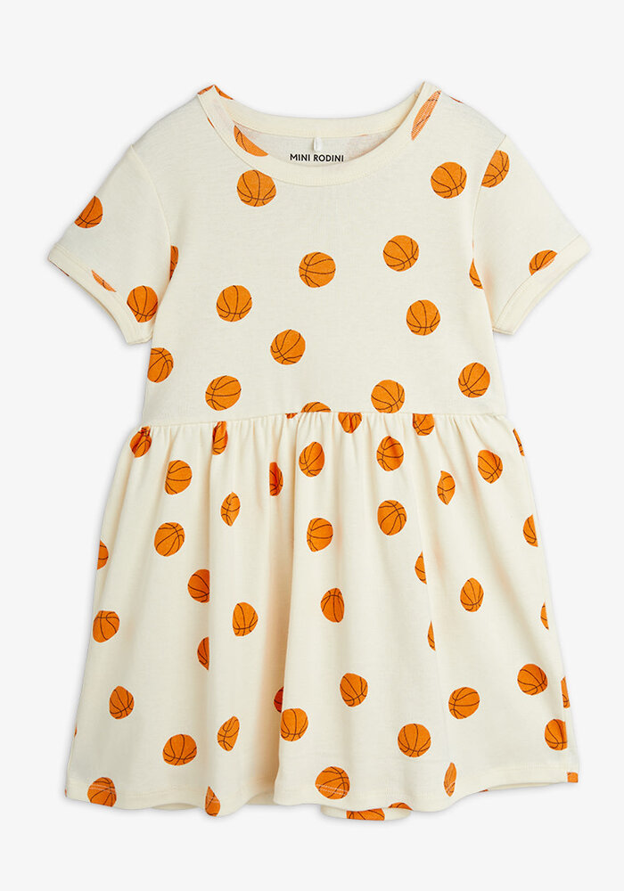 Mini Rodini Basketball aop ss dress Offwhite