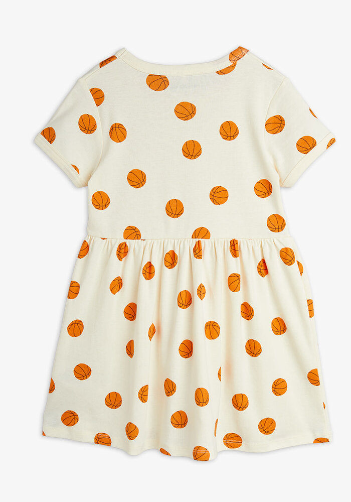 Mini Rodini Basketball aop ss dress Offwhite