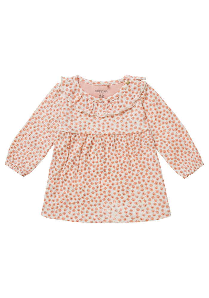 Noppies Girls Dress Cincinnatti long sleeve allover print Whisper White