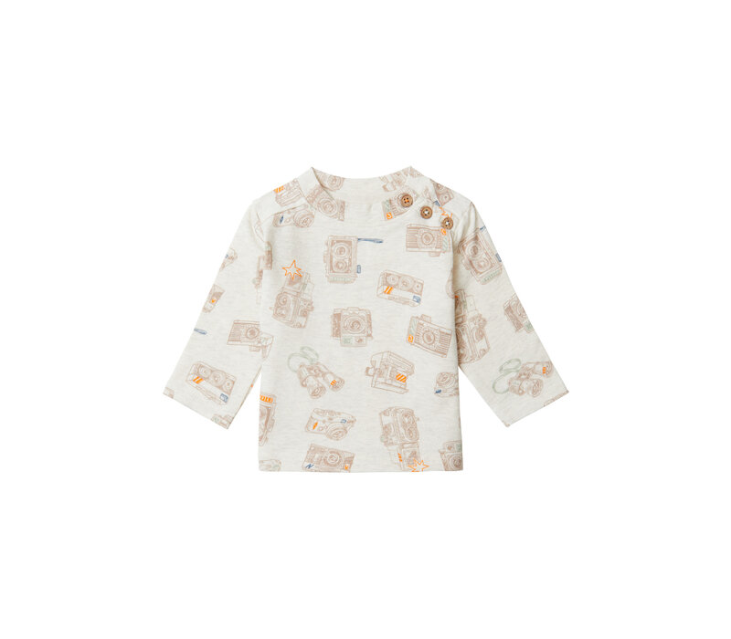 Noppies Boys Tee Baxton long sleeve allover print Oatmeal