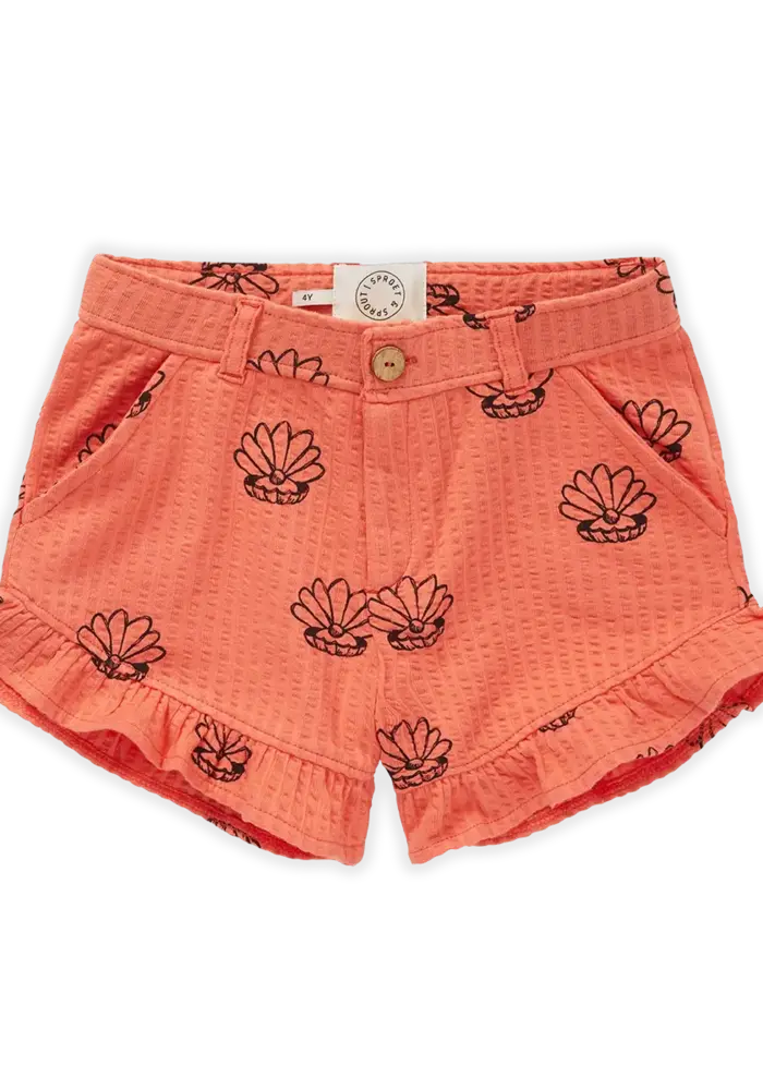 Sproet & Sprout Ruffle short Shell print Coral