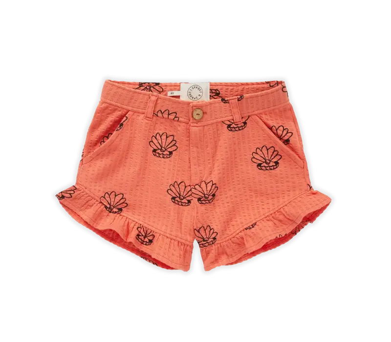Sproet & Sprout Ruffle short Shell print Coral
