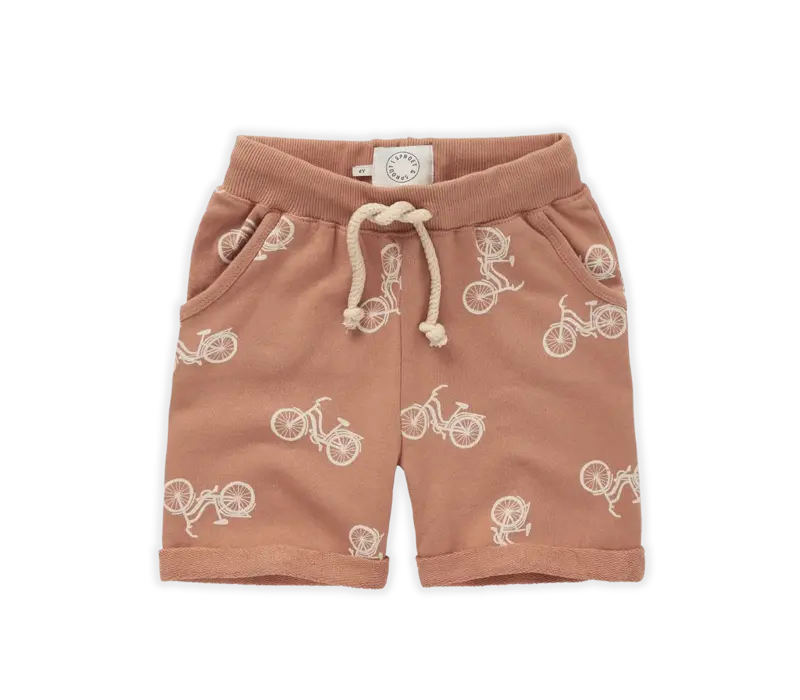 Sproet & Sprout Sweat short Bicycle print Café