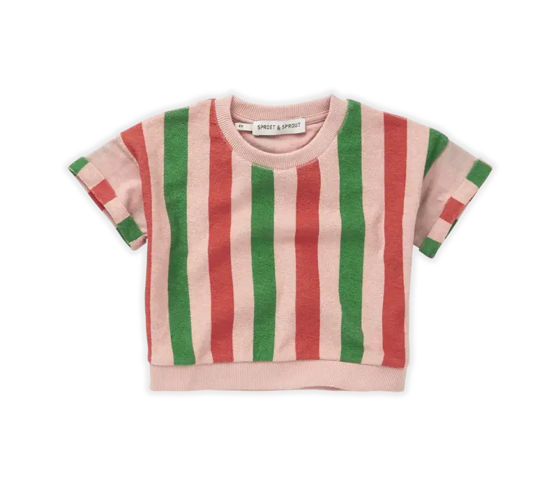 Sproet & Sprout Sweatshirt shortsleeve stripe Coral