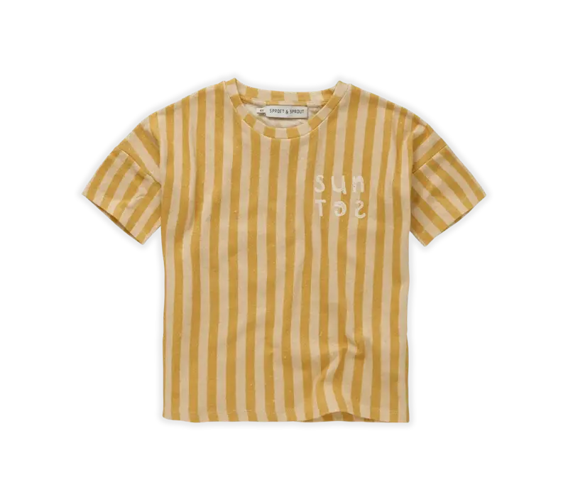 Sproet & Sprout T-shirt linen stripe Sunset Biscotti