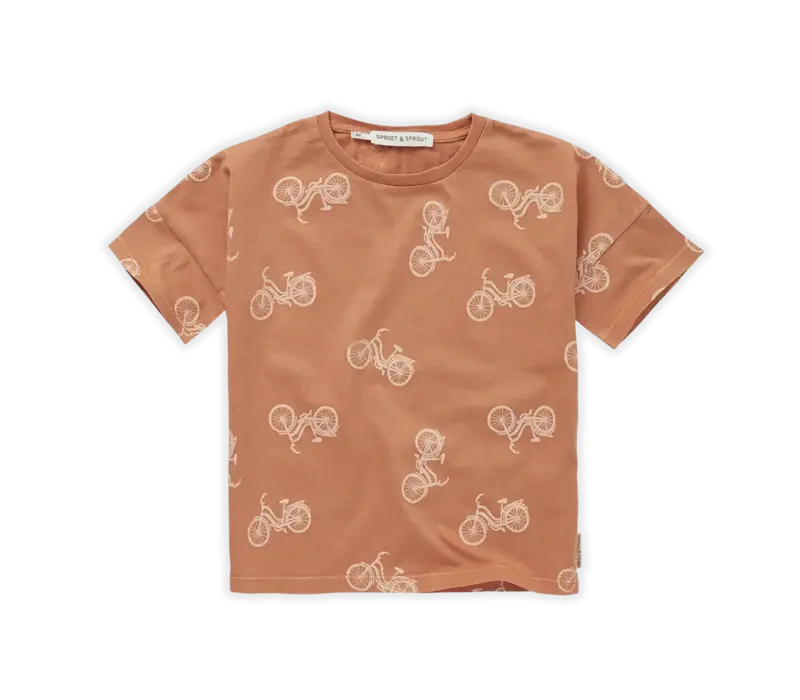 Sproet & Sprout T-shirt wide Bicycle print Café