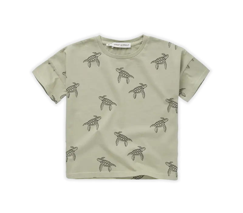 Sproet & Sprout T-shirt wide Turtle print Aloe vera