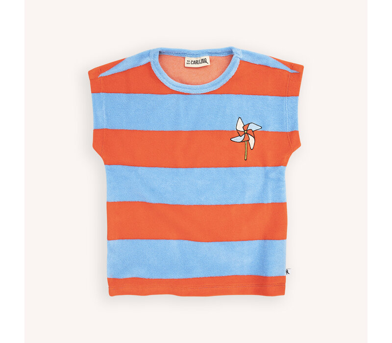 CarlijnQ Stripes red/blue - boxy shirt with embroidery