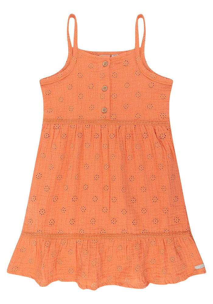 Daily Seven Dress Muslin Broderie Peach Melba