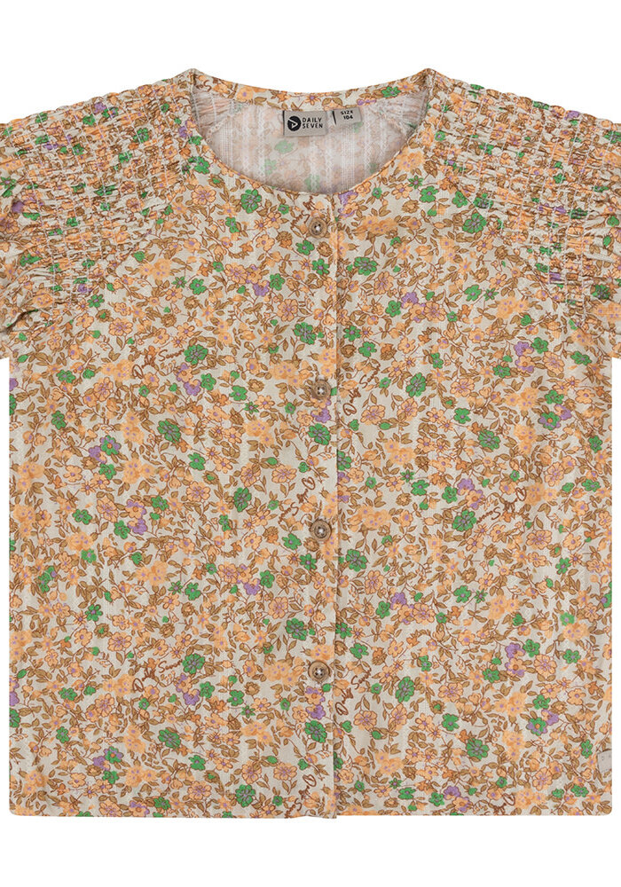 Daily Seven Shirt Short Sleeve Flower Dusty Salmon