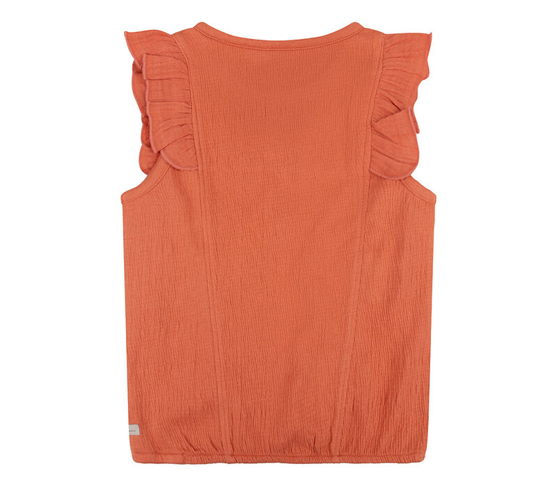 Daily Seven Organic Singlet Ruffle Structure Peach Melba