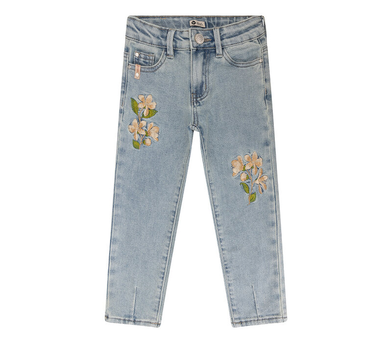 Daily Seven Ruby Mom Fit Flower Light Denim