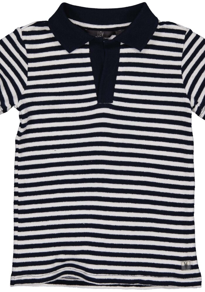 Levv MARLONLS242 Polo AOP Blue Stripe