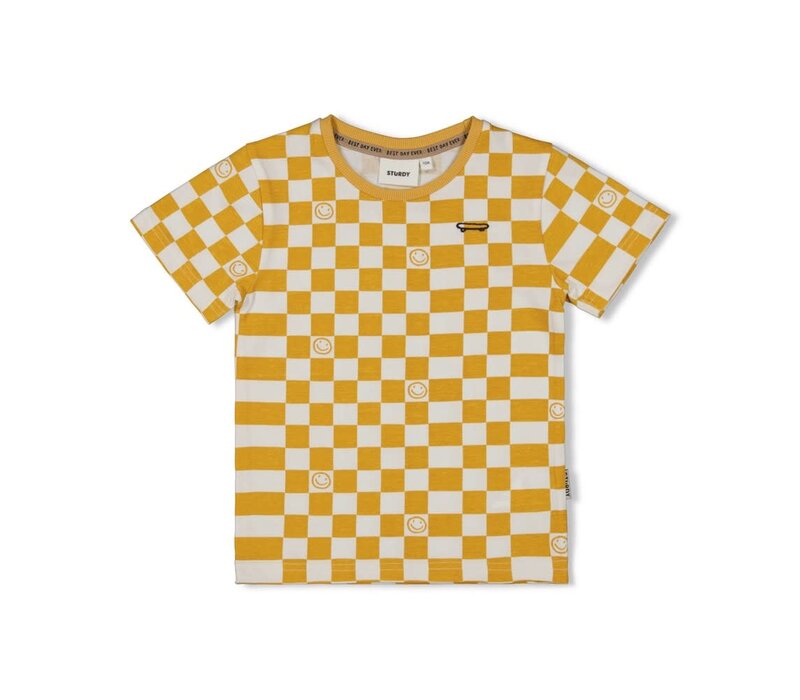 Sturdy T-shirt AOP - Checkmate Geel