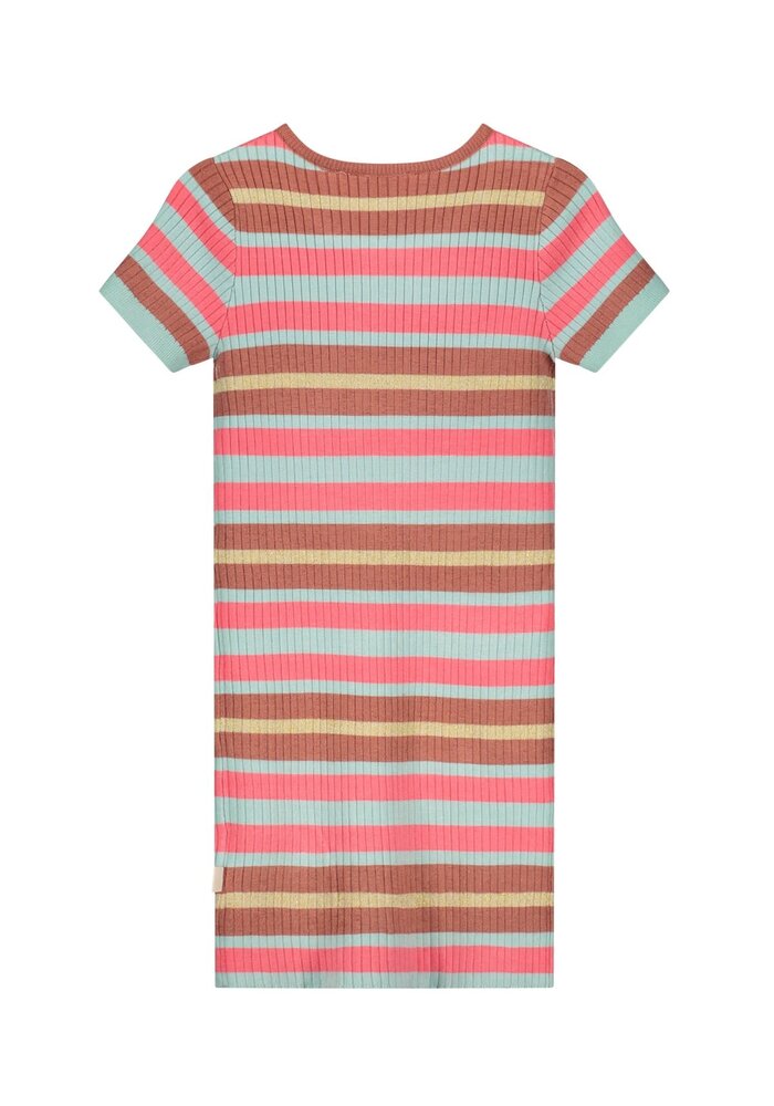 Moodstreet Girls striped rib knitted dress Dusty Mint