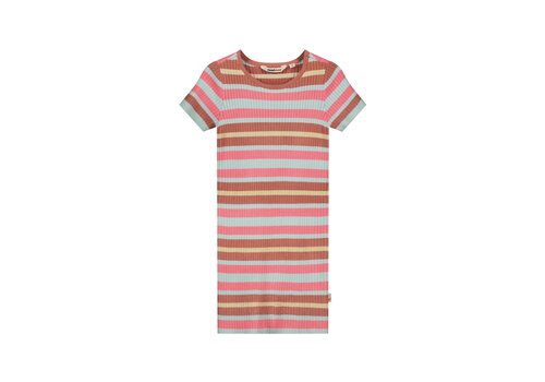 Moodstreet Moodstreet Girls striped rib knitted dress Dusty Mint