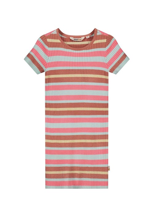 Moodstreet Moodstreet Girls striped rib knitted dress Dusty Mint