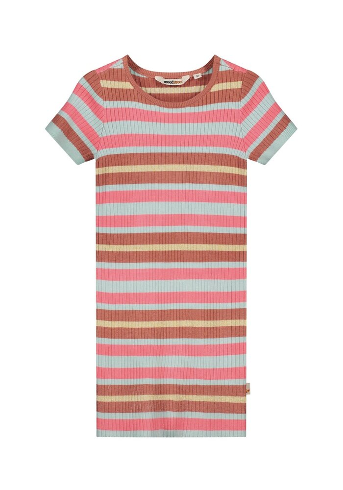 Moodstreet Girls striped rib knitted dress Dusty Mint