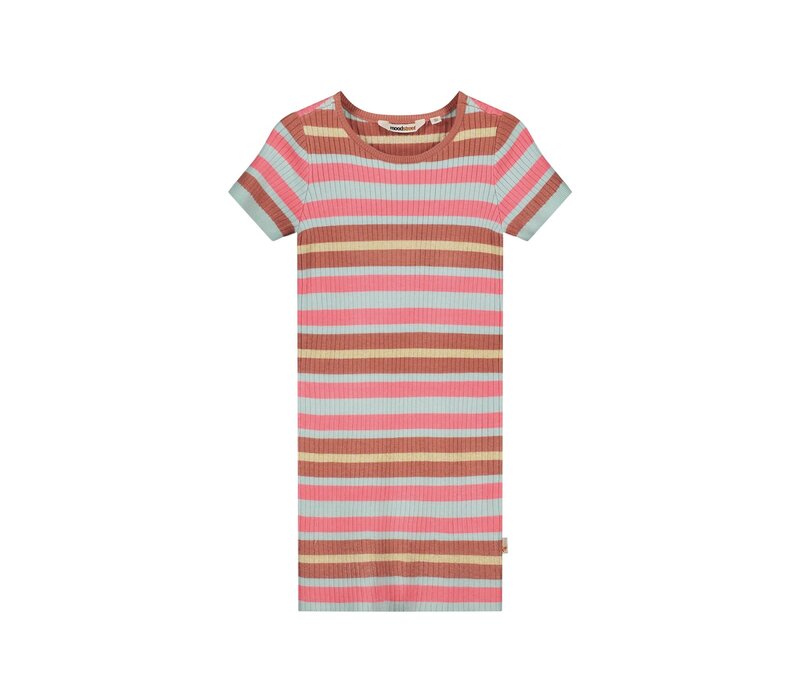 Moodstreet Girls striped rib knitted dress Dusty Mint