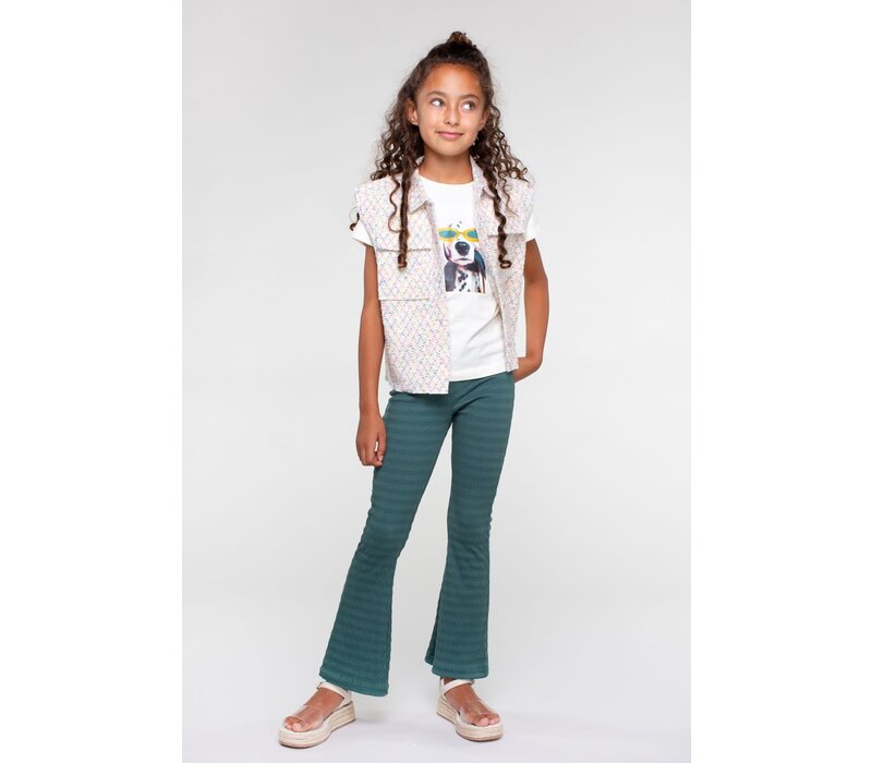 Moodstreet Girls flare pant structure Evergreen