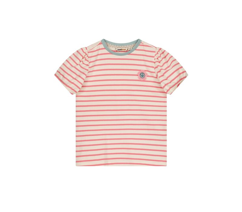 Moodstreet Girls t-shirt stripe badge Pink