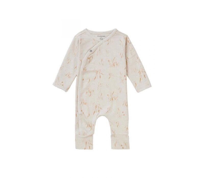 Noppies Unisex Playsuit Bryant long sleeve allover print Oatmeal