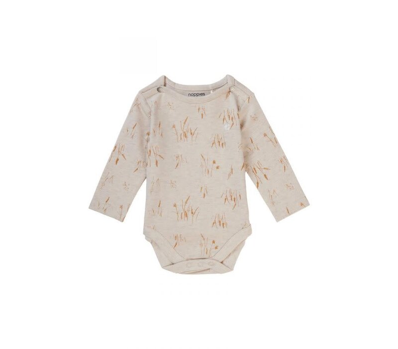 Noppies Unisex Romper Beckemeyer long sleeve Oatmeal